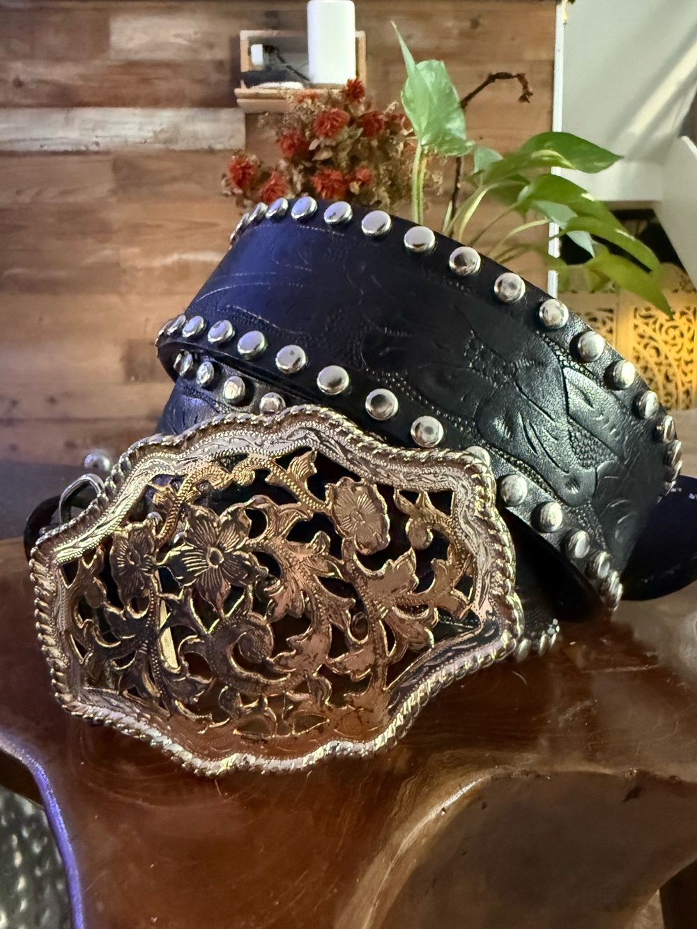 Express Leather Western Inspired Belt Sz M